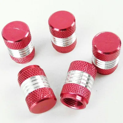 Produktbild von Ventilverschlüsse aus Aluminium in rot silber 5Stück 17mm Ventilkappen