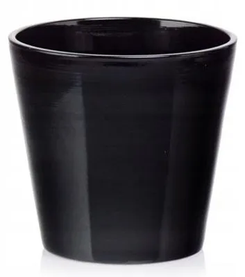 Immagine prodotto di Vaso da fiori in Vetroceramica nero lucido Ø 17 cm, vaso da fiori e coprivaso per piante da interno e orchidee