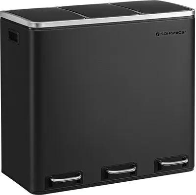 Produktbild von SONGMICS Mülleimer Mülltrennsystem, 3 x 18 L, ergonomisch, 3 Fächer, Küche
