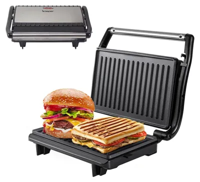 Kompakter Elektrogrill, 800 W, antihaftbeschichtet, selbstjustierend