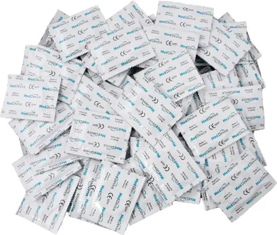 Produktbild von MedDevice Kondome - 100er Packung - Extra Stark - feucht - aus Naturkautschuklatex - Wandstärke 0,1mm - Breite 55mm