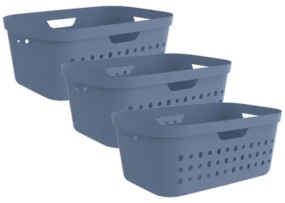 Produktbild von Rotho 3er-Set Wäschekorb 39L Jona - Wäschesammler groß - Wäsche Korb 56,6 x 38,5 x 23,3 cm - Wäschebox aus Kunststoff - Aufbewahrungskorb Behälter