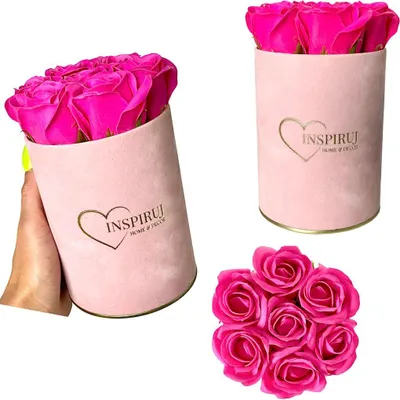 Produktbild von Flowerbox Inspiruj - Rosa Box mit Seifenrosen - Nr. 8 Dunkelrosa