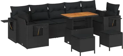 Produktbild von "WINTER SALE" Gartensofa Set - Balkonmöbel/Loungeset - elegantes Design - mit Kissen Schwarz Poly-Rattan - - Gartensofas NeuMöbel428655