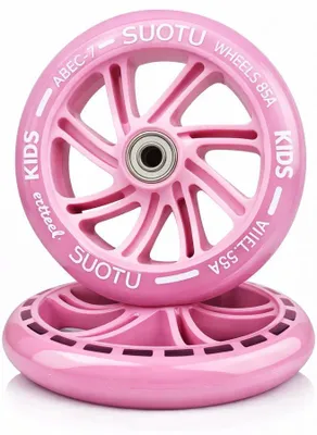 Produktbild von Suotu 145mm LED-Leuchträder Rosa, 2er-Set – Polyurethanverschleißfest, ABEC-7-Kugellager, leuchten ohne Batterie, für Kinderroller-Ersatzräder