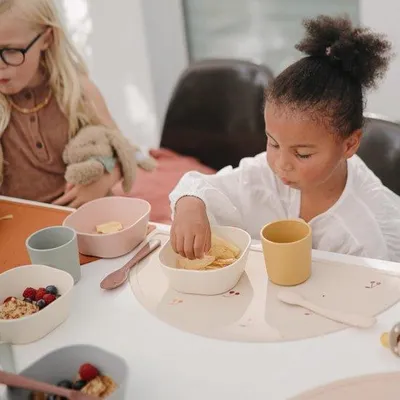 Image de Lot de bols carrés pour enfants, sans BPA, rose