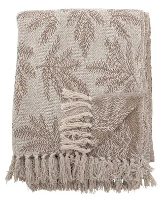 Produktbild von Bloomingville Decke GABRIELA Braun Beige Tannenzweige 160x130 cm Wolldecke Plaid