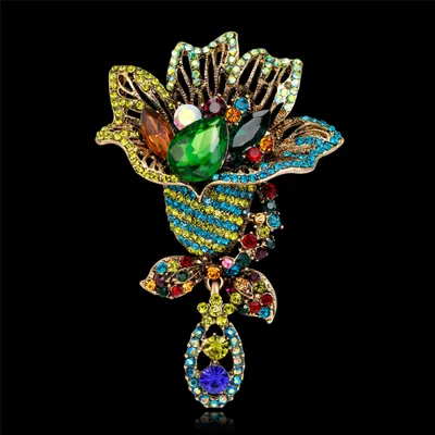 Produktbild von Mode Mehrfarbige Strass Blume Brosche Pin Dame Kleid Schal Tasche Zubehör
