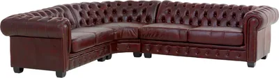 Produktbild von Ecksofa Chesterfield Echtleder I rot