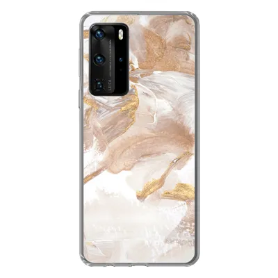 Produktbild von MuchoWow® Handyhülle Schutzhülle Hülle für Huawei P40 Pro Wasserfarbe - Gold - Braun Silikon Softcase Handy Hülle - Schutz