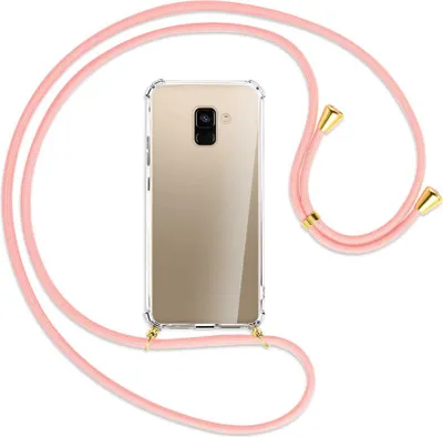 Produktbild von Handykette Backcover-Schutzhülle mit Band (Metall goldfarben) für Samsung Galaxy A8 2018 - rosa