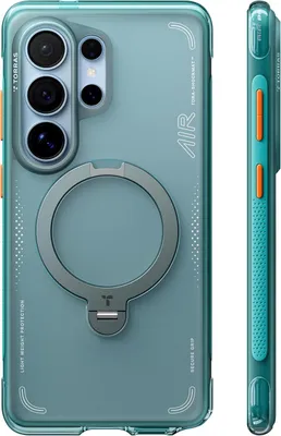 Productafbeelding van Telefoonschaal met 360° draaibare standaard voor de Galaxy S26 Ultra, Torras Ostand Q3 Air met MagSafe, turquoise