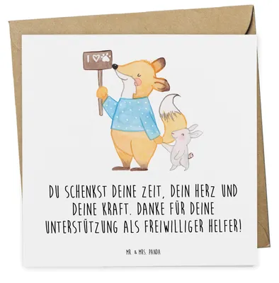 Produktbild von Mr. & Mrs. Panda Grußkarte Freiwilliger Dank - Weiß - Geschenk, Liebe, doppelkarte, Held des Alltags, Aufmerksamkeit, Klappkarte, Glückwunschkarte, Wertschätzung