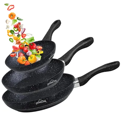 Produktbild von Pfannenset 3tlg Bratpfanne 20/24/28cm Pfanne Induktion mit Antihaft-Beschichtung Homelux