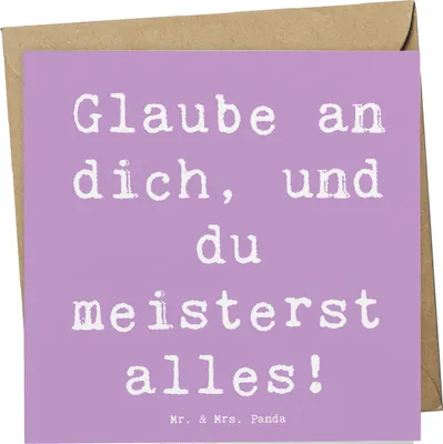 Produktbild von Mr. & Mrs. Panda Glückwunschkarte Spruch Stolpersteine im Alltag meistern - Lavendeltraum - Geschenk, faltkarte, Mutmacher, doppelkarte, Herausforderungen, Klappkarte