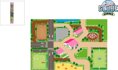 Zdjęcie produktu dla Dywanik do zabawy dla dzieci Globe szkółka jeździecka XXL 100 x 150 cm dywanik z motywem