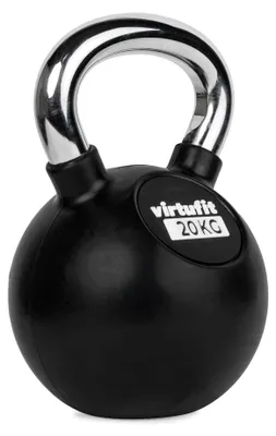 Image de Kettlebell 32 kg, caoutchouc noir - Poids pour entraînement de force - Poignée ergonomique