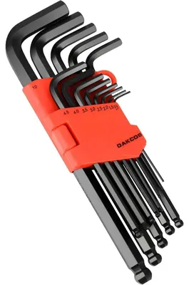 Produktbild von Innensechskantschlüssel Satz 13-teilig mit Kugelkopf, CR-V Stahl, metrisch 1,27-10 mm