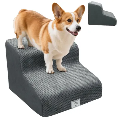 Imagen del producto de Escalones para mascotas, diseño antideslizante, funda lavable a máquina, GRIS