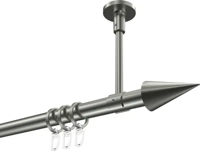 Produktbild von Interdeco Gardinenstange / Vorhangstange Edelstahl-Optik, Typ Sonette Savio (Kegel) Deckenmontage, 20 mm Ø 1-läufig, 360 cm