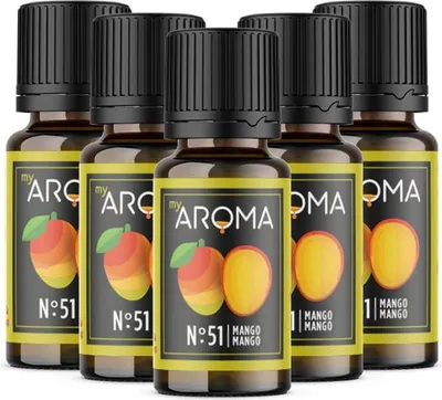 Produktbild von myAROMA flavour drops – Mango 5x10ml, kalorienfreie und vegane Aromatropfen ohne künstliche Farbstoffe