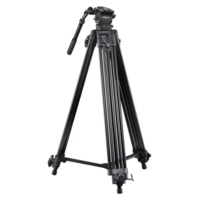 Immagine prodotto di Walimex pro treppiede video professionale Cineast I - 865 x 200 x 200 mm - carico massimo 6 kg - con borsa - 5 supporti per le gambe e divaricatore centrale - per videocamere e DSLR - nero
