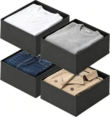 Produktbild von PolkaHome® 4er Set Aufbewahrungsboxen faltbar Schubladen Organizer Kleiderschrank Wäschebox
