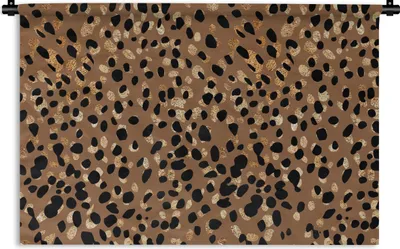 Produktbild von MuchoWow® Wandteppich Wandbehang Tiermuster - Leopard - Gold - Braun 120x80 cm Tapisserie Dekoration Wandtuch - Wanddekorationen - Wandtücher