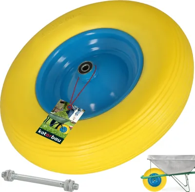 Produktbild von KOTARBAU® Schubkarrenrad 4.80/4.00-8 Verstärkter PolyurethanReifen Ø 390mm 200 kg Komplettrad mit Achse