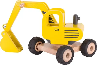 Produktbild von goki Bagger gelb Holz Gummmireifen 20x18x26cm
