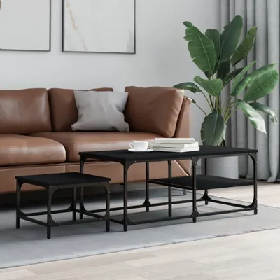 Obrázok produktu pre Maison Exclusive - Sada stolíkov 2 ks. Čierna drevotriesková doska