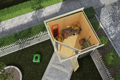 Produktbild von Karibu Gartenhaus Gerätehaus Schwandorf 3 terragrau 213x217x218 cm