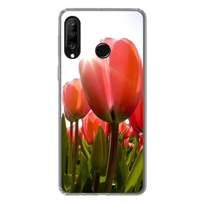 Produktbild von MuchoWow® Handyhülle Schutzhülle Hülle für Huawei P30 Lite Blumen - Tulpen - Sonne Silikon Softcase Handy Hülle - Handyhülle