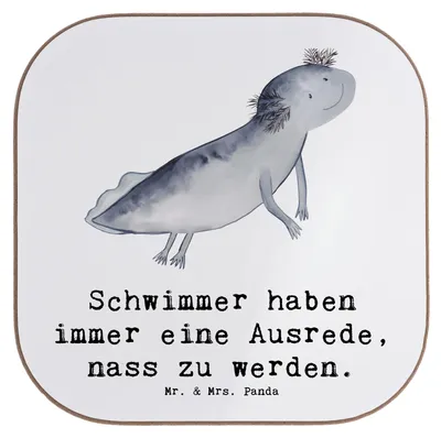 Produktbild von Mr. & Mrs. Panda Untersetzer für Gläser Schwimmen Ausrede - Weiß - Geschenk, Schwimmtraining, Sportler Geschenke, gläseruntersetzer, Tischschoner, Teamsport, Schwimmliebe