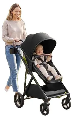 Image de Poussette, en acier inoxydable, capacité de charge de 20 kg, pour les enfants de 0 à 36 mois, design pliable, roues tout-terrain pivotantes à 360°