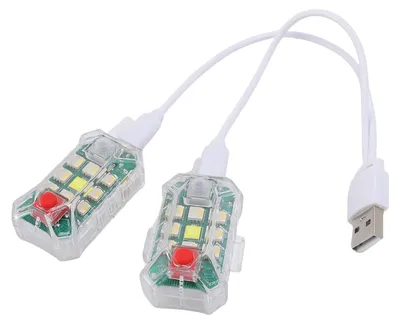 Imagen del producto de 2 luces estroboscópicas LED inalámbricas, con clasificación IP65, resistentes a colisiones, con control remoto, recargables y con luces de advertencia RGB para uso en exteriores
