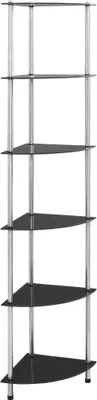 Obrázek produktu pro vidaXL Police se 6 policemi černá 30x30x160 cm tvrzené sklo - Police - Skleněné police - Skleněné police - Skleněné police