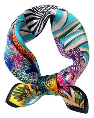 Produktbild von Seidenschal Damen 53x53cm Halstuch Kopftuch Bandana Einheitsgröße