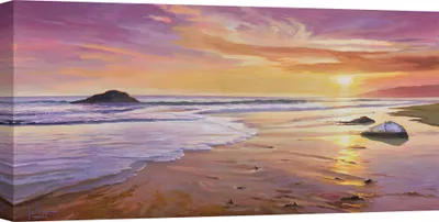 Immagine prodotto di Quadro su tela - Adriano Galasso, Tramonto sul mare - 120x60 cm