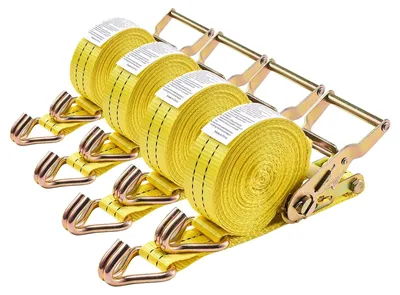 Obrázok produktu pre VEVOR upevňovacie popruhy, 38,1 x 6096 mm, vysokopevnostné upevňovacie popruhy s dvojitými J-hákmi, 2000 kg zaťaženie pri pretrhnutí, prepravná taška, západkový mechanizmus na sťahovanie, prívesy, motocykle, kajaky, strechy automobilov, 4 balenia