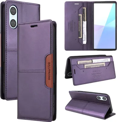 Obrázek produktu pro Pouzdro pro Sony Xperia 10 VI, kožené flipové peněženkové pouzdro s přihrádkou na karty a stojánkem Fialová