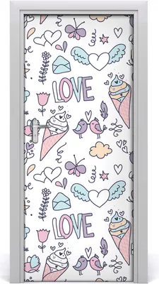 Produktbild von Tulup Türaufkleber 85x205 cm Dekorative Aufkleber Selbstklebend Wasserdichte Tapete Abnehmbar Schlafzimmer Wohnzimmer Wohnkultur - romantisches Modell