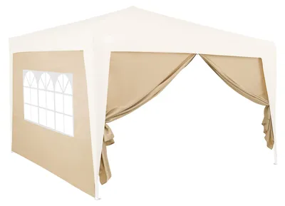 Produktbild von DEUBA® 2er Set Seitenwände je Seite 3x2 m Wasserabweisend Seitenfenster Reißverschluss Haltbänder Pavillon Faltpavillon Gartenzelt Partyzelt Beige 6x3m