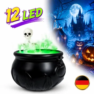 Produktbild von 12 LED Hexenkessel Nebelmaschine Halloween Fogger Rauchmaschine Nebler Cauldron