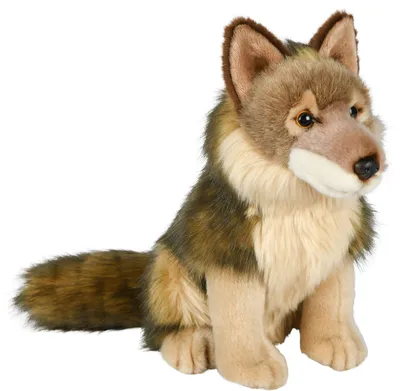 Produktbild von Uni-Toys Plüsch-Wolf sitzend 25cm Kuscheltier Lupus Plüschtier Wolfsspielzeug
