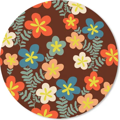 Produktbild von MuchoWow® Mauspad Mousepad Retro - Muster - Blumen - 1970er Jahre 30x30 cm - Mousepads - Maus Mat - Pad - Mausunterlage - Tischunterlage - Schreibtischmatten