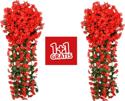 Obrázek produktu pro Závěsná orchidejová kytice umělá rostlinná dekorace - HANGROSE 1+1  červená + červená