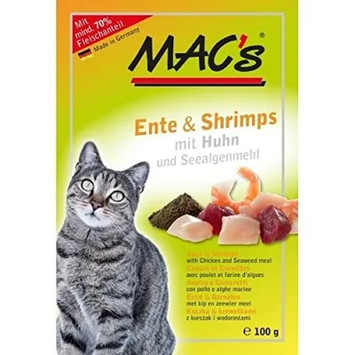 Produktbild von MAC's POUCH PACK ENTE & SHRIMPS, Adult, jede Rasse, Ente, Garnele, 100 g, Getreidefrei