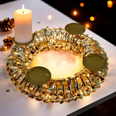 Produktbild von 3.06 Metall LED Adventskranz in gold - Ø 32 cm - Kranz mit Netzteil und Fernbedienung