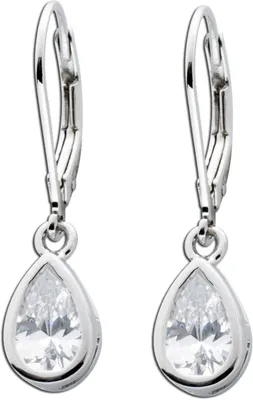 Produktbild von Ohrringe Silber 925 weisse Tropfen Zirkonia Steine